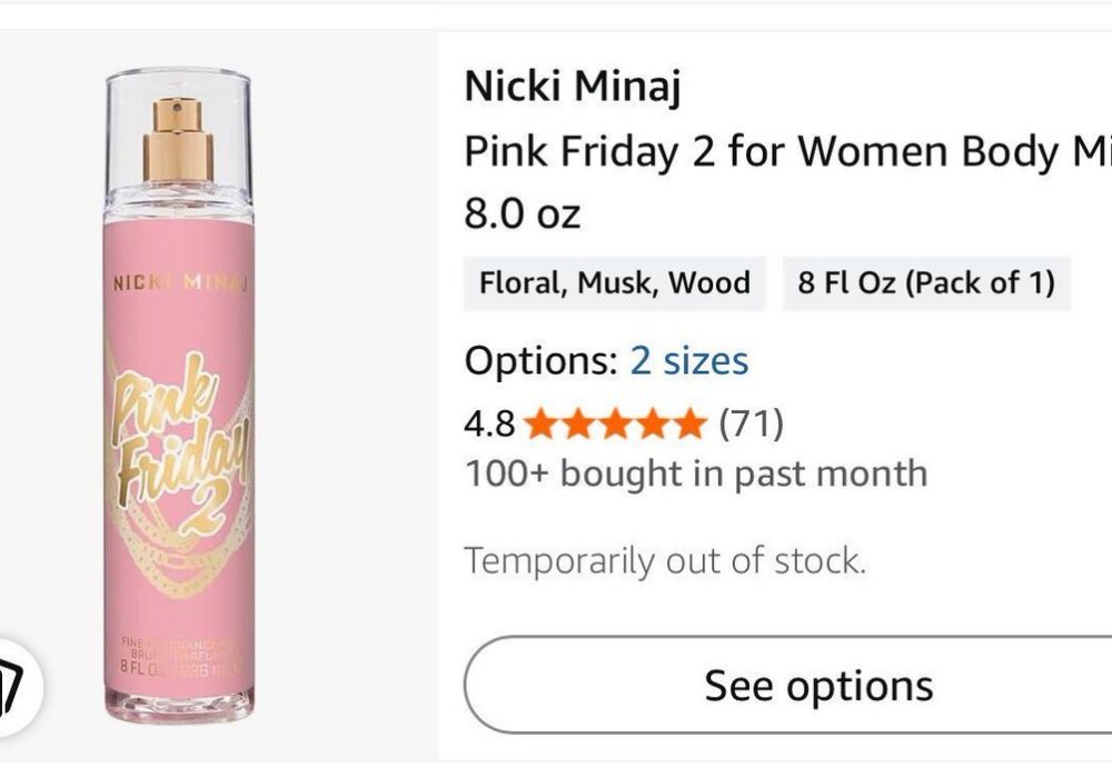 👑 Nicki Minaj’s Pink Friday Body Mist Sells Out on Amazon for the 9th Time