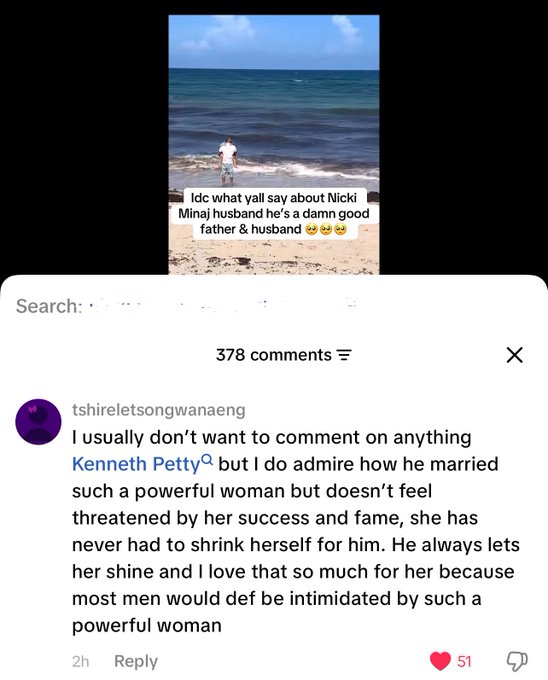 Person on beach with social media comment
