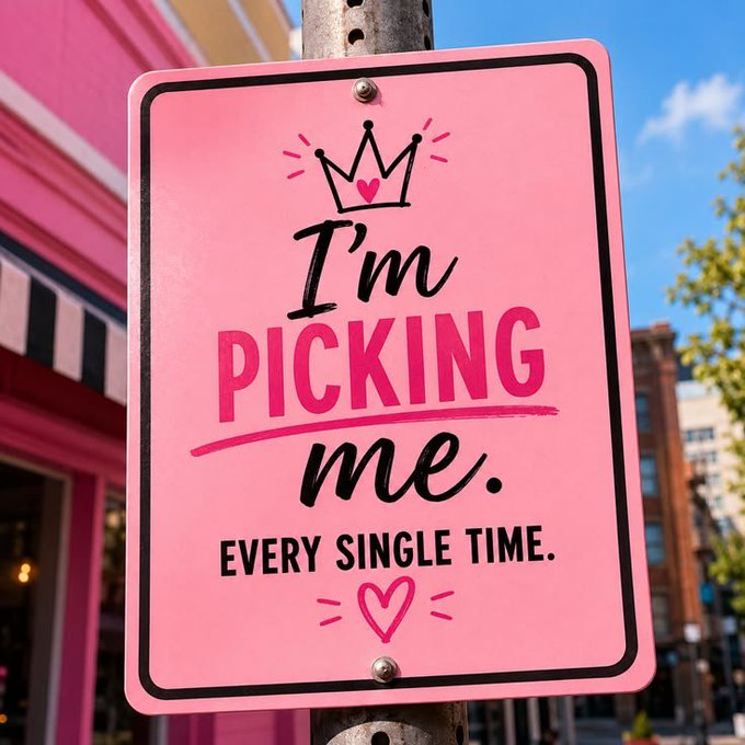 Pink sign reading I'm picking me